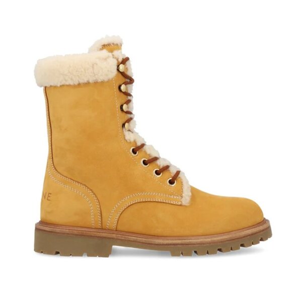 Celine Lace-Up Ankle Boots In Shearling IT 41 Men - Picture 1 of 3